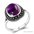Amethyst Cabochonring aus 925er Silber mit Punktrelief