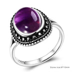 Amethyst Cabochonring aus 925er Silber mit Punktrelief