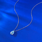 Aquamarin Kette aus 925er Silber mit tropfenförmigem Solitäranhänger