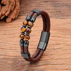 Zweireihiges Tigerauge Lederarmband