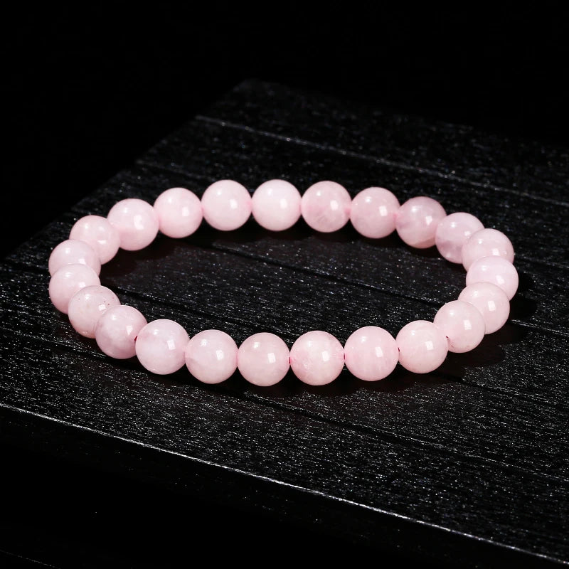 Rosenquarz Perlenarmband mit großen Rundperlen