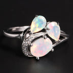 Opal Ring aus 925er Silber mit drei tropfenförmigen Steinen