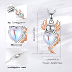 Mondstein Kette aus 925er Silber mit Axolotl und Herzanhänger