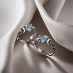 Mondstein Ring mit dreifachem Mondsichel Motiv