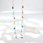 Aquamarin Halskette aus 14K Gold mit Kyanit und Apatit Anhängern