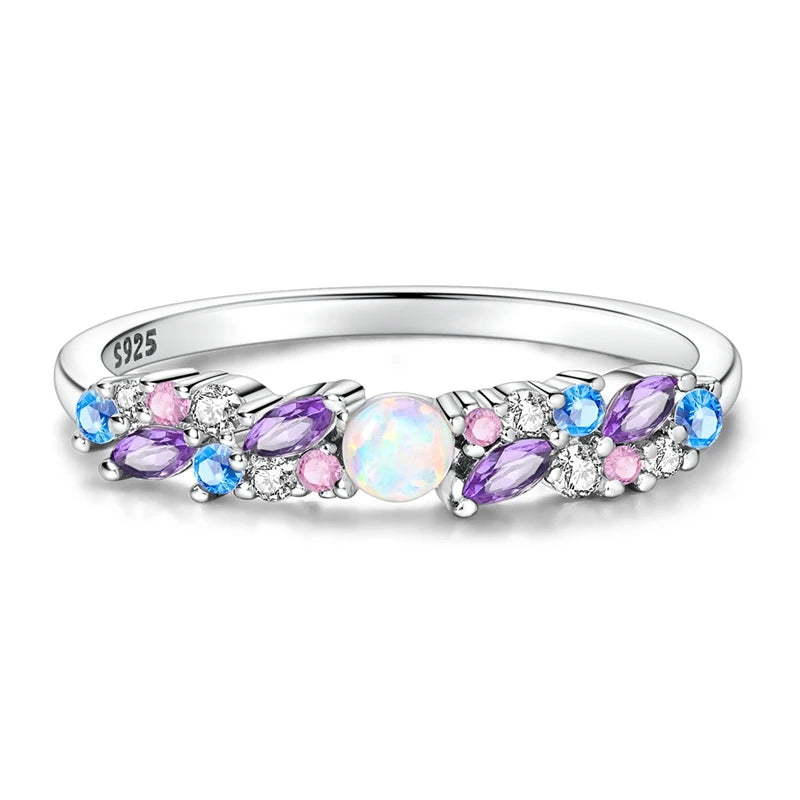 Opal Ring mit buntem Steinbesatz