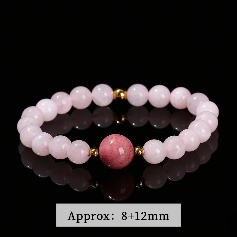 Rosenquarz Rhodonit Armband mit Mittelperle