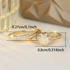 Opal Ring mit rundem Stein und Blütenkranz