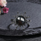 Onyx Ring aus 925er Silber im Sonnen-Design