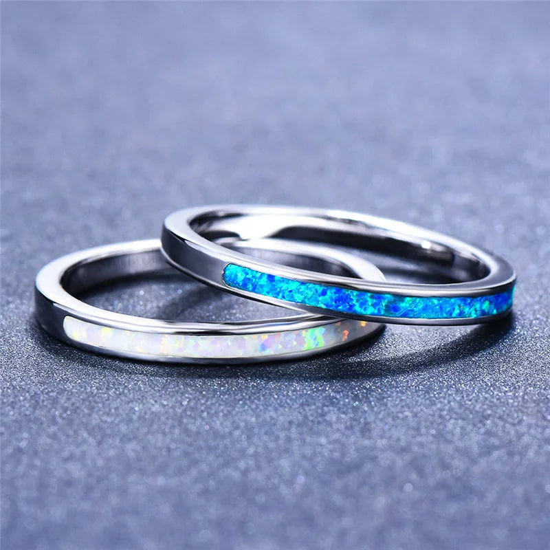 Schmaler blauer Opal Ring mit Einlage