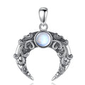 Mondstein Kette aus 925er Silber mit verzierter Mondsichel