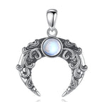 Mondstein Kette aus 925er Silber mit verzierter Mondsichel