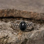 Onyx Ring aus 925er Silber mit Kettenschiene