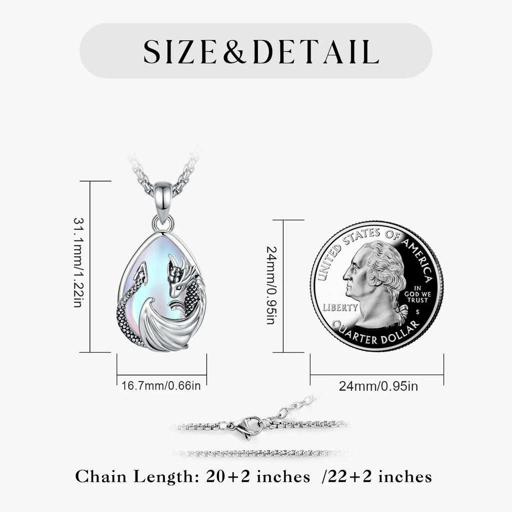 Mondstein Kette aus 925er Silber mit Drachenanhänger