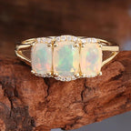 Opal Ring aus 925er Silber mit drei rechteckigen Steinen