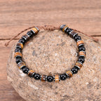 Tigerauge Obsidian Hämatit Armband mit Kordelverschluss