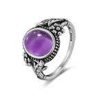 Floraler Amethyst Ring aus 925er Silber mit Blättern