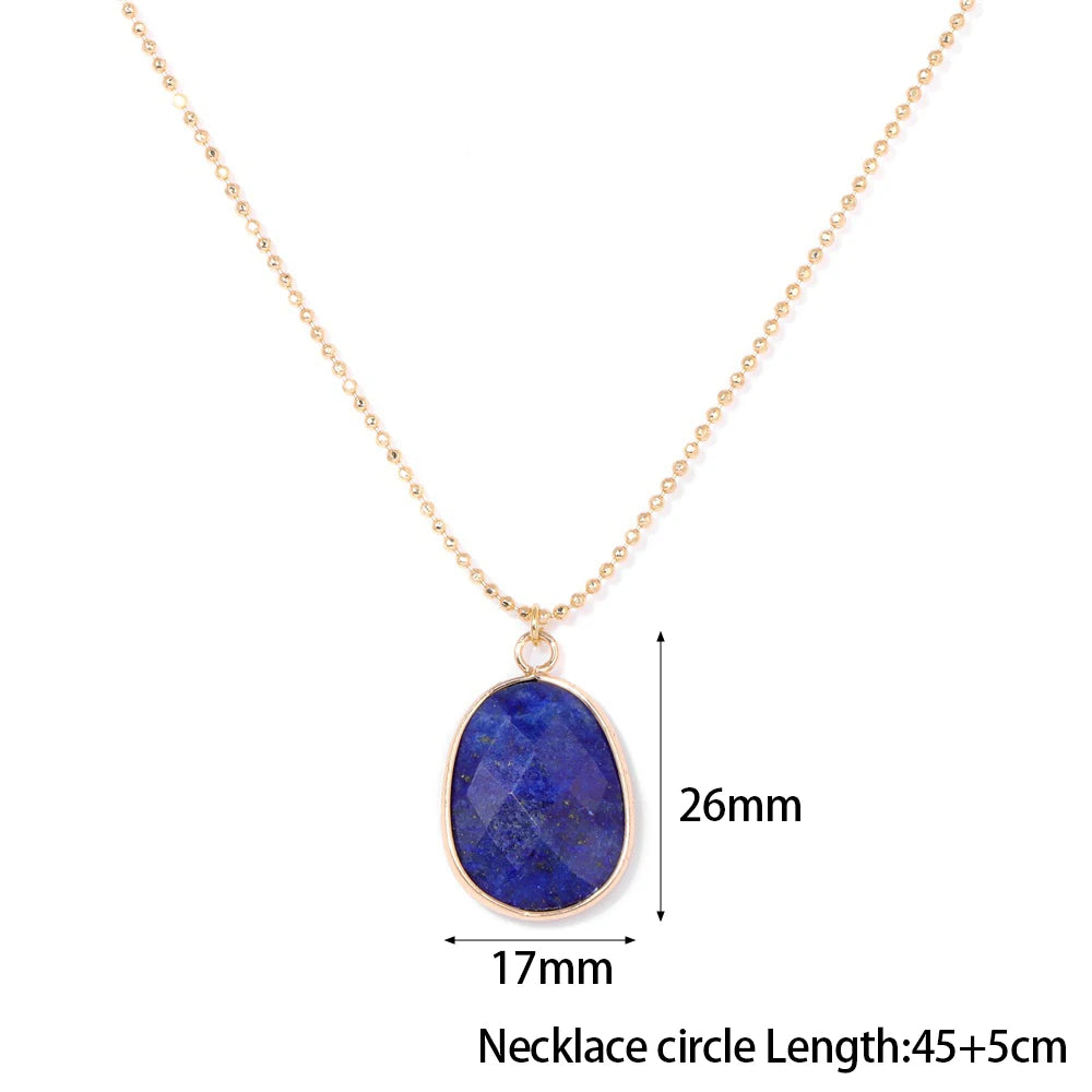 Lapislazuli Kette Gold mit ovalem facettiertem Steinanhänger