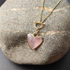 Rosenquarz Herzkette aus 18K Gold
