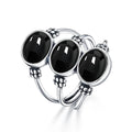 Dreifacher Onyx Ring aus 925er Silber mit drei ovalen Cabochons