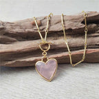 Rosenquarz Herzkette aus 18K Gold