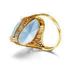 Goldfarbener Aquamarin Ring aus 925er Silber mit großem Navette-Stein