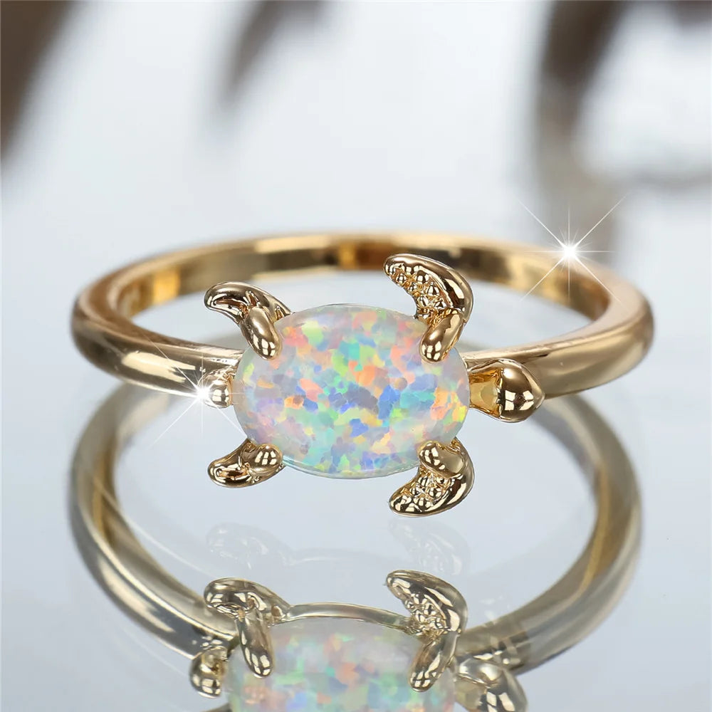 Opal Ring mit Schildkrötenmotiv