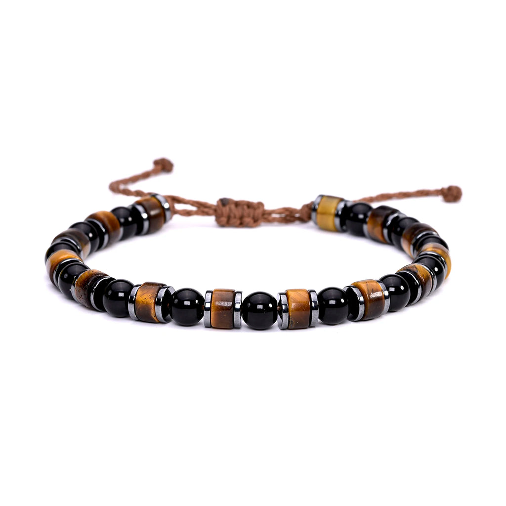 Tigerauge Obsidian Hämatit Armband mit Kordelverschluss