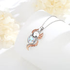 Mondstein Kette aus 925er Silber mit Axolotl und Herzanhänger