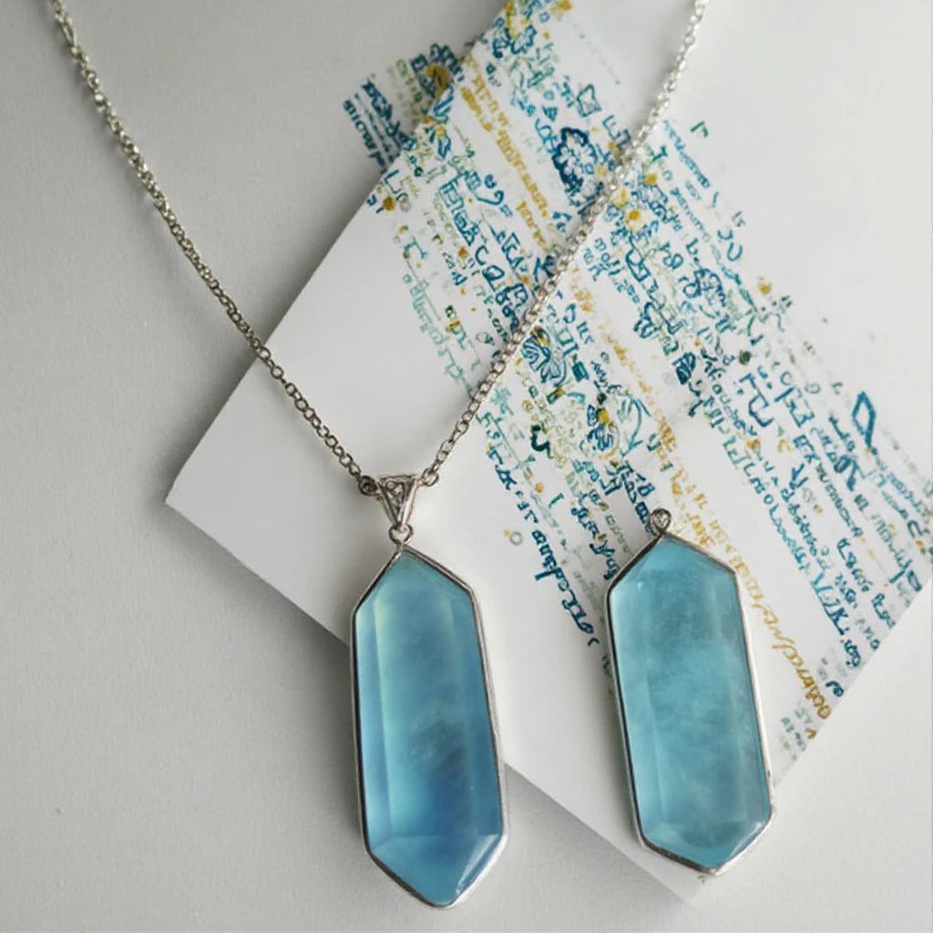 Aquamarin Kette aus 925er Silber mit länglichem facettiertem Anhänger