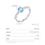 Aquamarin Look Ring aus 925er Silber mit ovalem Stein