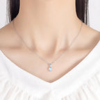 Mondstein Look Kette mit Herzanhänger und Zierstein