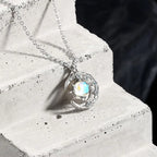 Mondstein Look Kette aus 925er Silber mit Mondsichel und Sternmotiv
