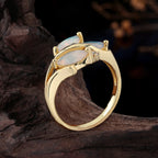 Opal Ring aus 925er Silber in Gelbgoldoptik mit drei Marquise-Steinen
