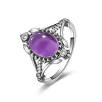 Floraler Amethyst Ring aus 925er Silber mit Blattornamenten