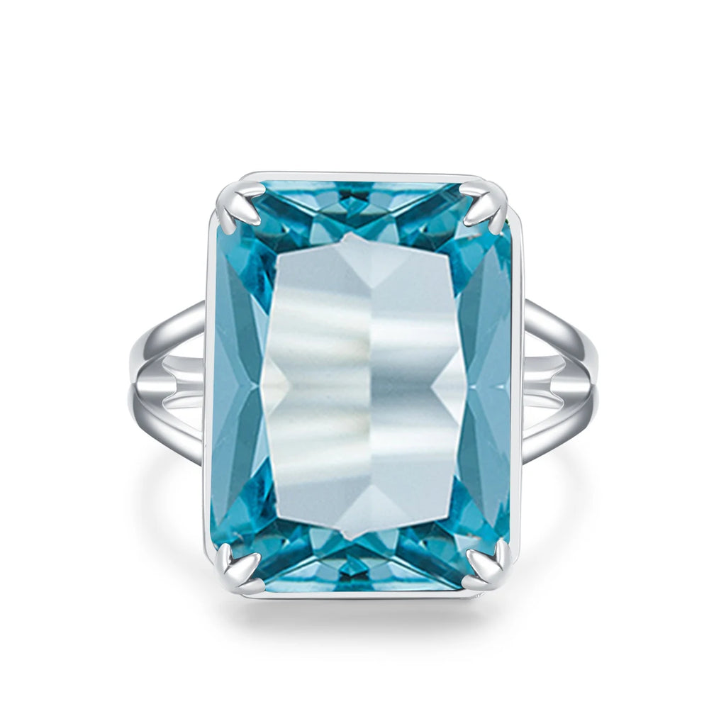 Aquamarin Ring mit großem rechteckigem Stein