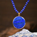 Lapislazuli Kette mit rechteckigem Anhänger und blauen Steinperlen