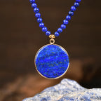 Lapislazuli Kette mit rechteckigem Anhänger und blauen Steinperlen