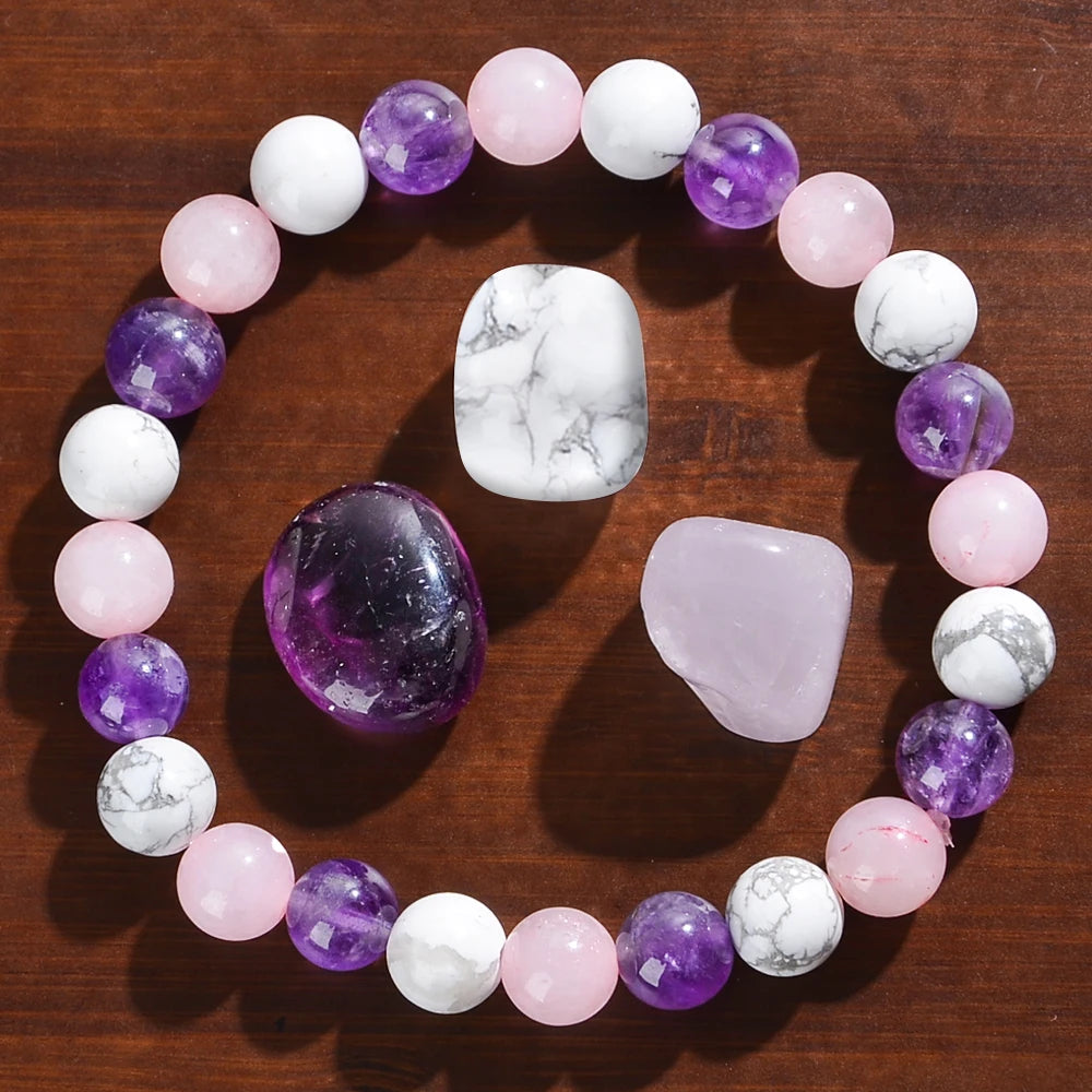 Amethyst Rosenquarz Armband mit Howlit