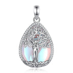 Mondstein Kette aus 925er Silber mit Liebespaar unter Lebensbaum