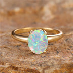 Opal Ring aus 925er Silber mit großem ovalem Stein
