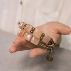 Rosenquarz Armband mit rechteckigen Steinen
