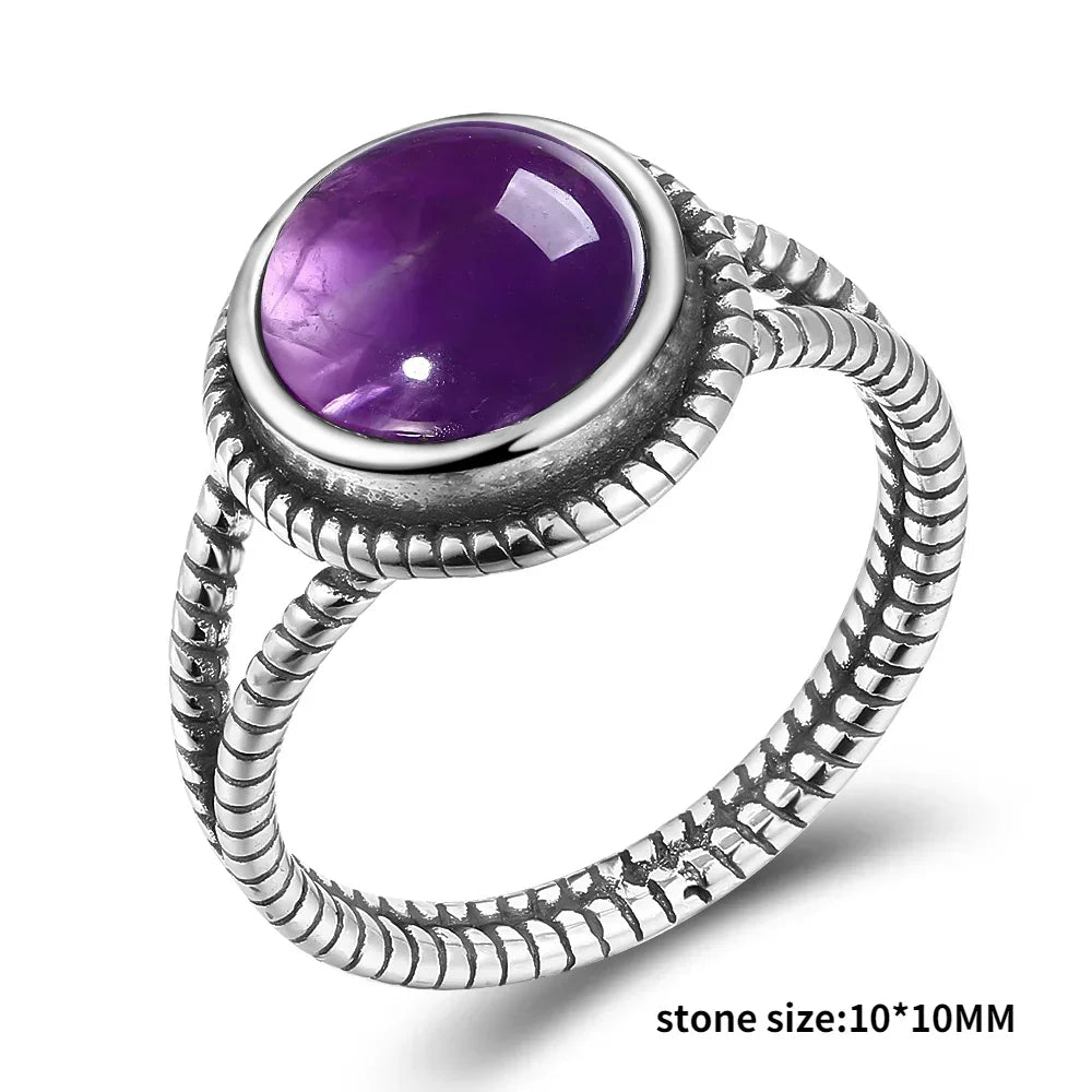 Amethyst Ring aus 925er Silber mit geteilter Ringschiene