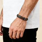 Tigerauge Lederarmband mit drei Steinen