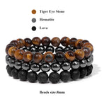 Tigerauge Hämatit Lavastein Armband Set