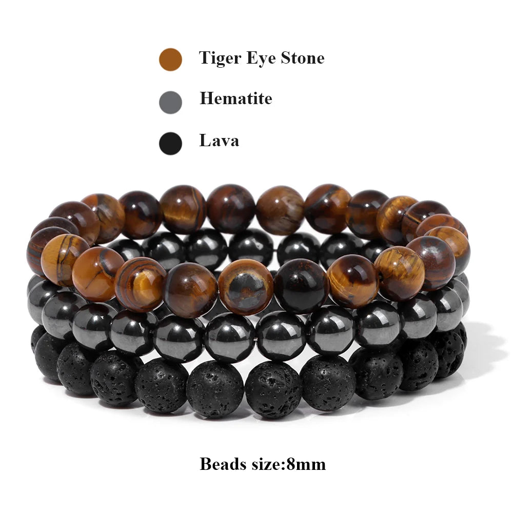 Tigerauge Hämatit Lavastein Armband Set