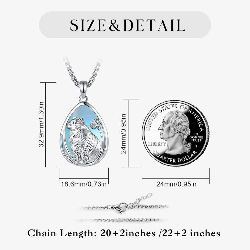 Mondstein Kette aus 925er Silber mit Meerschweinchen-Anhänger