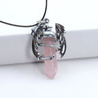 Rosenquarz Kette mit Drachen-Anhänger