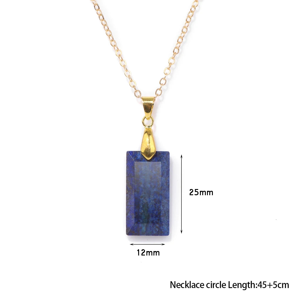 Lapislazuli Halskette Gold mit rechteckigem Steinanhänger