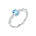 Aquamarin Look Ring aus 925er Silber mit ovalem Stein